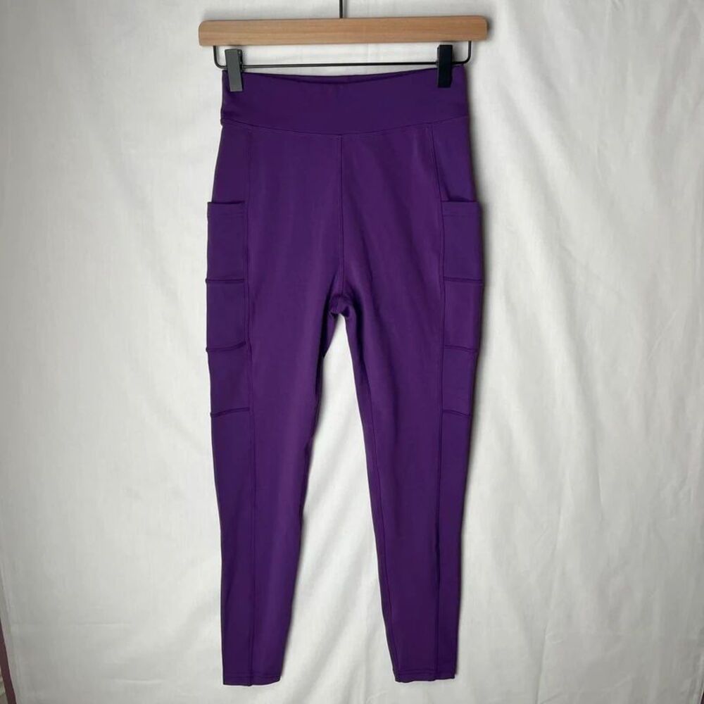 Women’s Purple Pop Fit Leggings Size Small Deep Side Pockets Gym Yoga Pilates